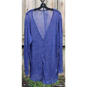 Eileen Fisher - Long Line Lightweight Cardigan in Airy Wool Blend, Cobalt, 1X